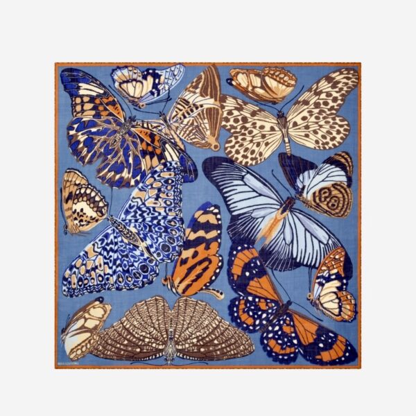 Foulard Carré Laine Papillons Bleu • Inouï Editions • – Image 2