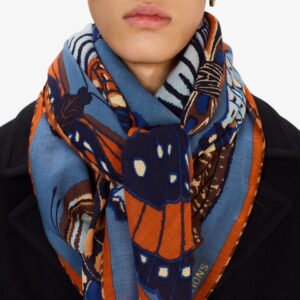 Foulard Carré Laine Papillons Bleu • Inouï Editions •