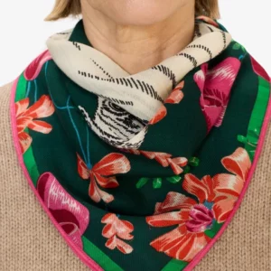 Foulard Carré Laine Toutou Émeraude • Inouï Editions •
