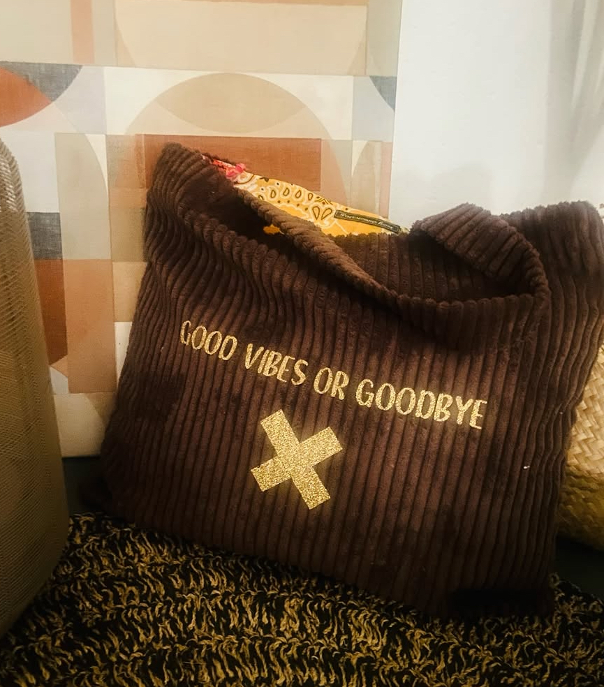 Cabas velours • Message paillettes • Parisienne.Kom •