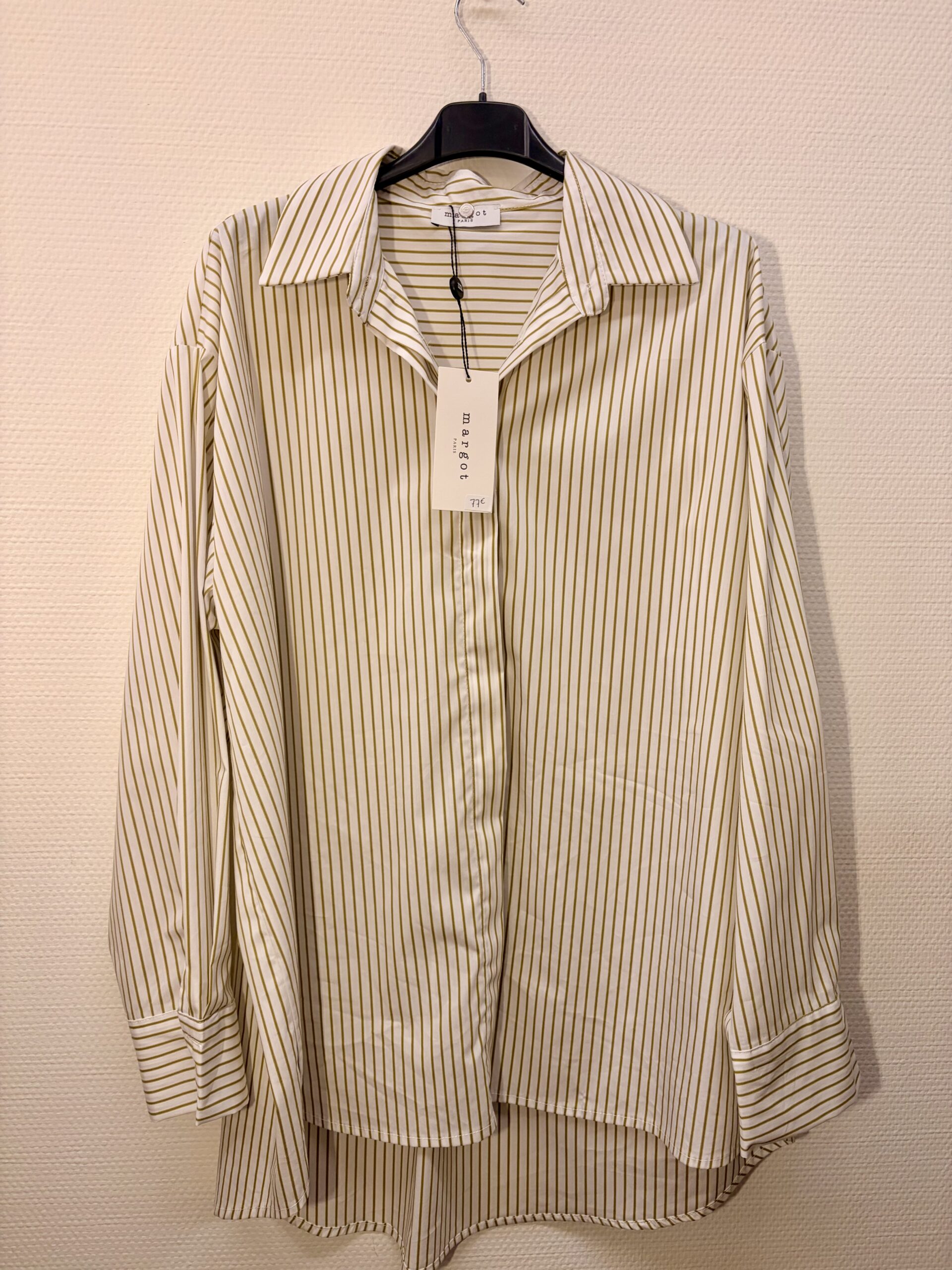 Chemise Ivoire rayures kaki Margot