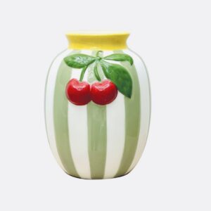 Vase cerise rayure vert