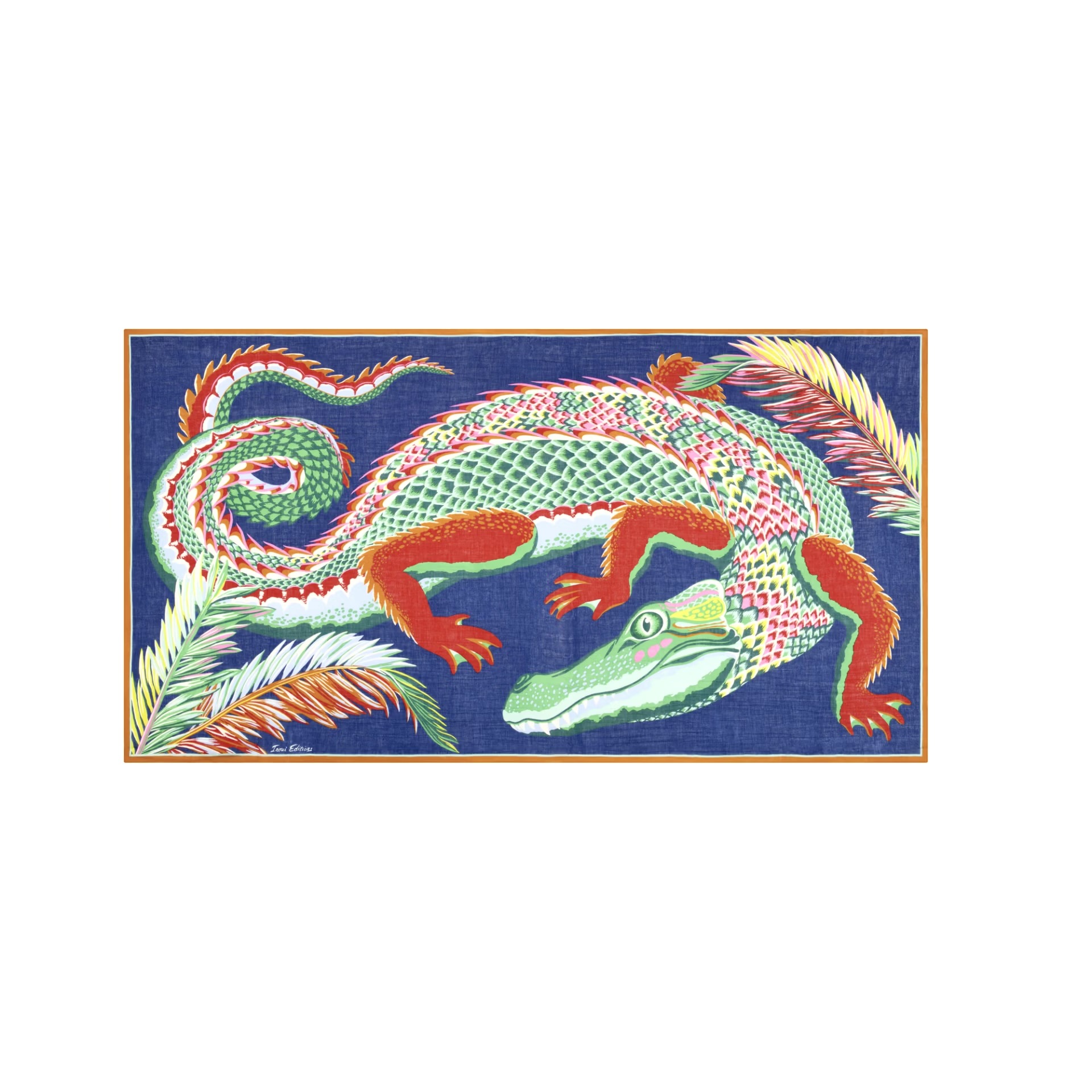 Étole Croco Bleu Canard •Inouï Editions• – Image 2