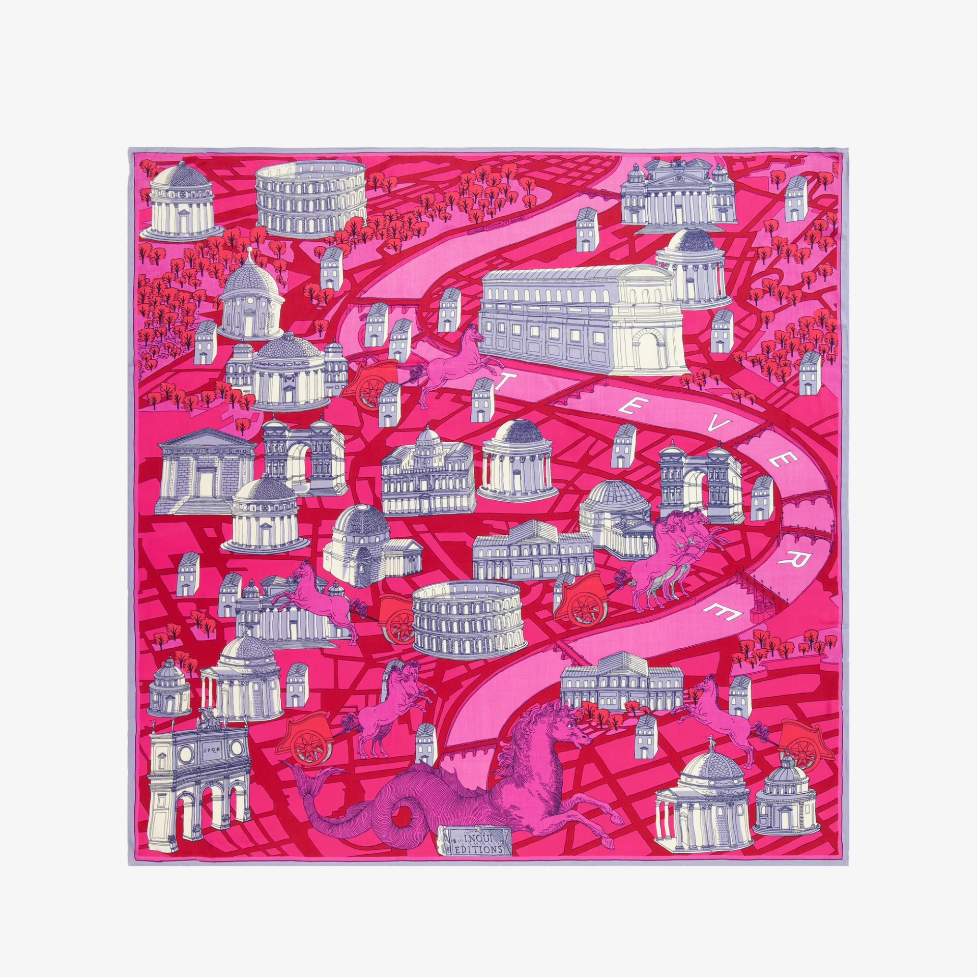 Foulard carré Soie Modal Rome Rouge •Inouï Éditions• – Image 2