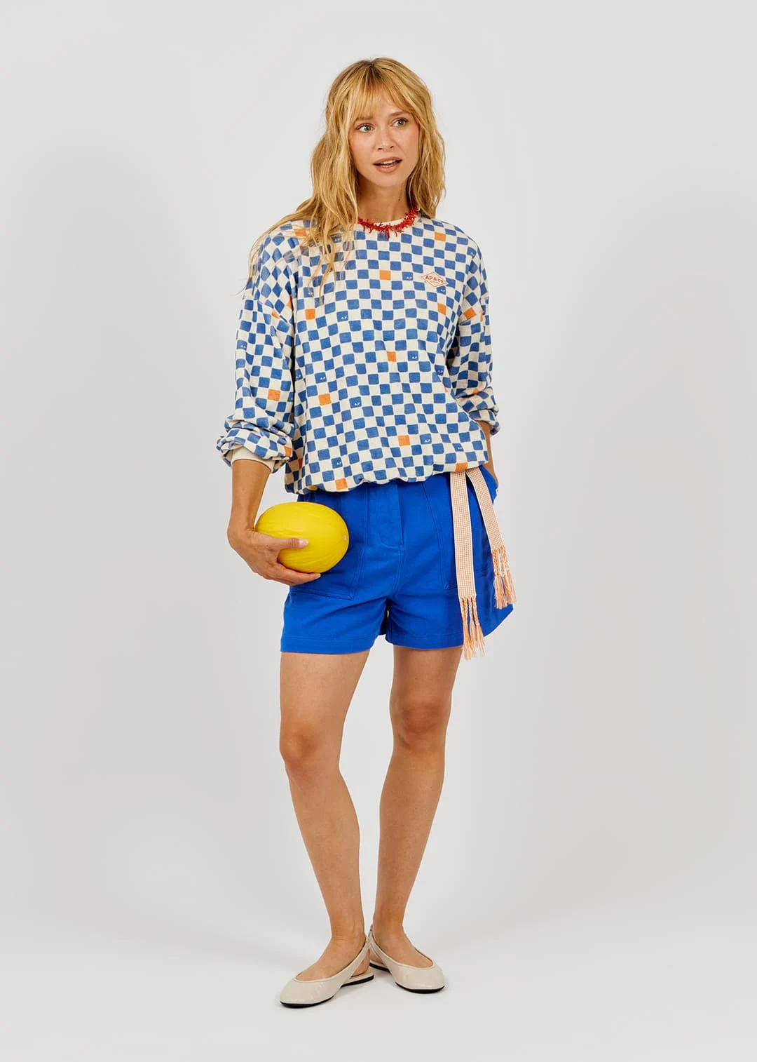 Sweat Éponge Damier Cobalt • a.p •