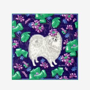 Echarpe Carré Laine Toutou Bleu Marine • Inouï Editions •