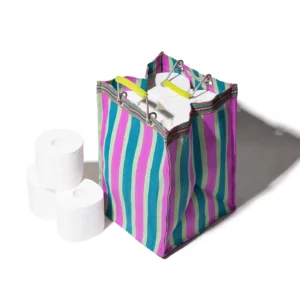 panier carré rayé