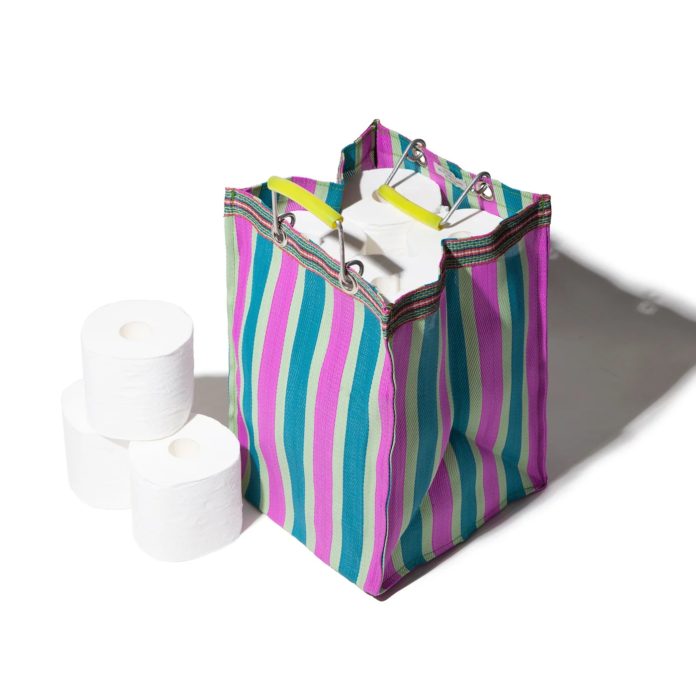 panier carré rayé