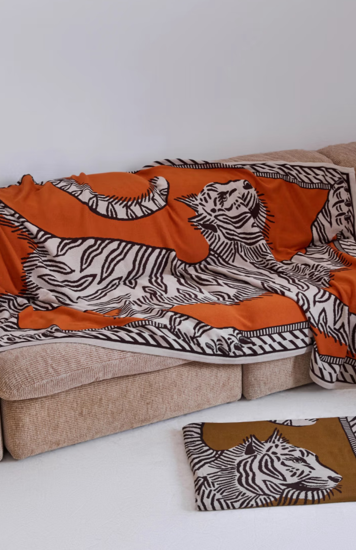 Plaid Mantra orange 130x190 en coton
