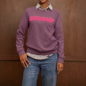 Sweat violet sérigraphie amour rose