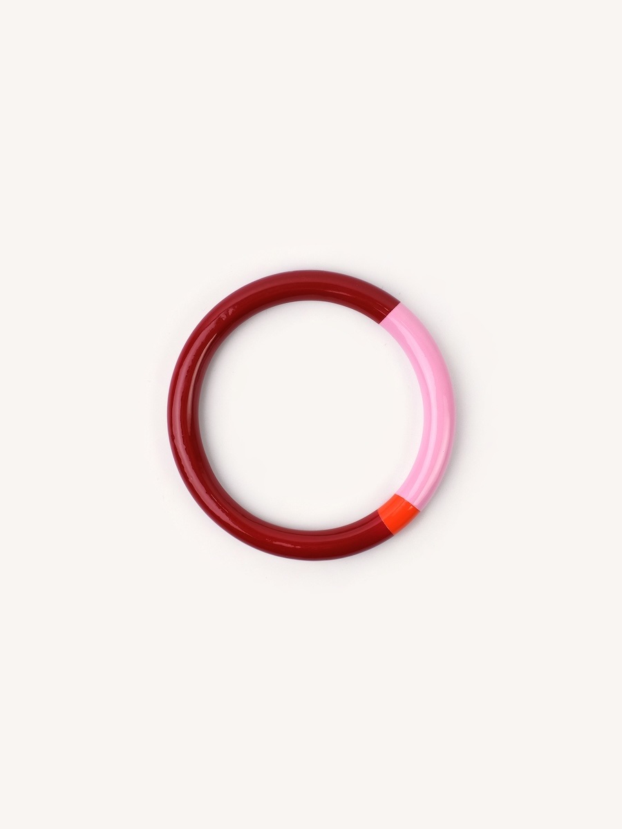Bracelet Hoop en bois laqué rivêt rouge terracotta rose et orange
