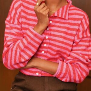 gilet marinière Morgane rose rouge