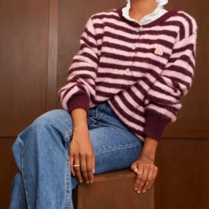 gilet raye- more self love-rose bordeaux