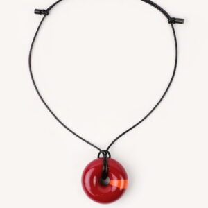 Pendentif Loop en bois laqué rivêt rouge terracotta et orange